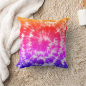 レインボー絞り染めサイケデリックパターンホームデコール クッション (ブランケット)