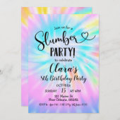 レインボー絞り染めスランバーパーティー誕生日招待状 招待状 (正面/裏面)