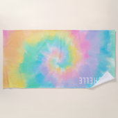 レインボー絞り染めパタパーソナライズされたーン ビーチタオル (正面)