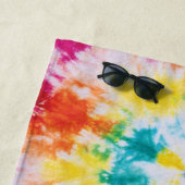 レインボー絞り染めパーソナライズされたカラフル ビーチタオル (インサイチュ)