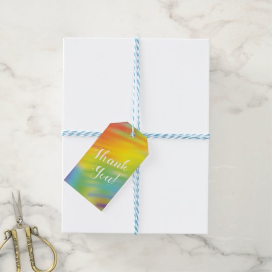 レインボー絞り染めベビーシャワー ギフトタグ (より糸付き)