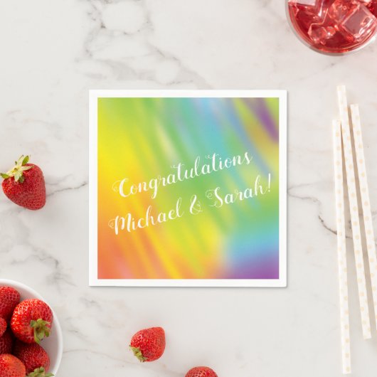 レインボー絞り染めベビーシャワー スタンダードカクテルナプキン (インサイチュ)