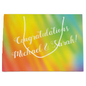 レインボー絞り染めベビーシャワー ラージペーパーバッグ (正面)