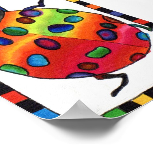 レインボー絞り染めラディバグミニフォークアート ポスター (角)