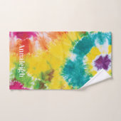 レインボー絞り染め名前をカスタムする引っ越し祝いパーティー バスタオルセット (ハンドタオル)