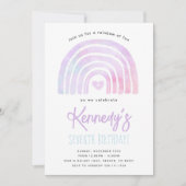 レインボー絞り染め誕生日パーティーの招待 招待状 (正面)