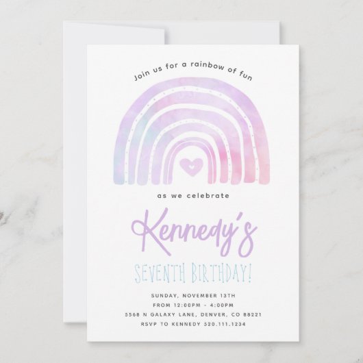 レインボー絞り染め誕生日パーティーの招待 招待状 (正面)