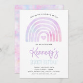 レインボー絞り染め誕生日パーティーの招待 招待状 (正面/裏面)