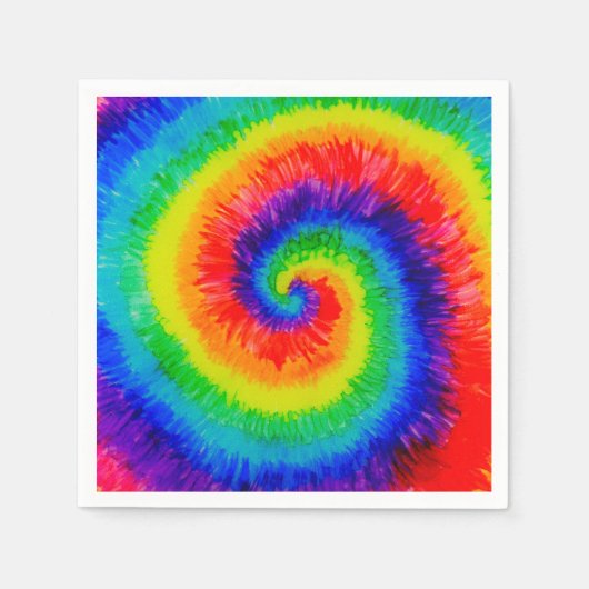 レインボー絞り染料アルコールインク スタンダードカクテルナプキン (正面)