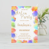 レインボー絵を描コ付き編集可能ガールズカード 招待状 (スタンド正面)