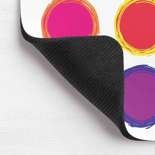 レインボー絵を描サークルブルーピンクイエローオレンジ マウスパッド (コーナー)