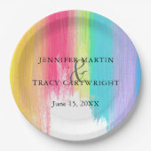 レインボー絵を描ストロークゲイレズ芸術的ビアンズ ペーパープレート (正面)