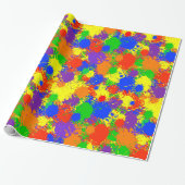 レインボー絵を描スプラッシュバースデーパーティーのギフトラップ ラッピングペーパー (アンロールド)