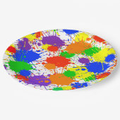 レインボー絵を描スプラッシュバースデーパーティー紙プレート ペーパープレート (アングル)