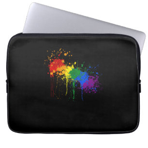 レインボー絵を描スプラッシュフラグLGBTプライド月Tシャツ ラップトップスリーブ