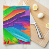 レインボー絵を描スワール キッチンタオル (四つ折り)