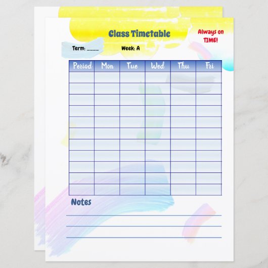 レインボー絵を描ス・クラスの時刻表 (正面/裏面)