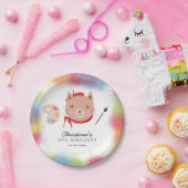 レインボー絵を描ズパーティーキティキャット誕生日 ペーパープレート (パーティー)