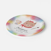 レインボー絵を描ズパーティーキティキャット誕生日 ペーパープレート (アングル)