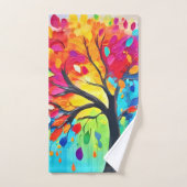 レインボー絵を描ツリー バスタオルセット (ハンドタオル)