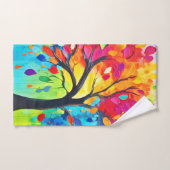 レインボー絵を描ツリー バスタオルセット (ハンドタオル)