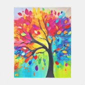 レインボー絵を描ツリー フリースブランケット (正面)