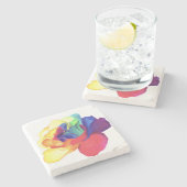 レインボー絵を描バラ ストーンコースター (横)