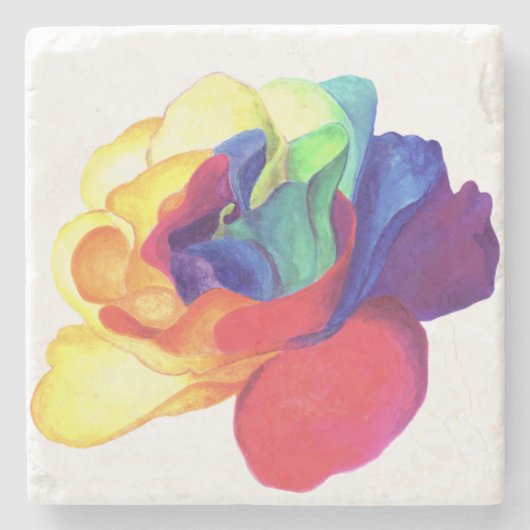 レインボー絵を描バラ ストーンコースター (正面)