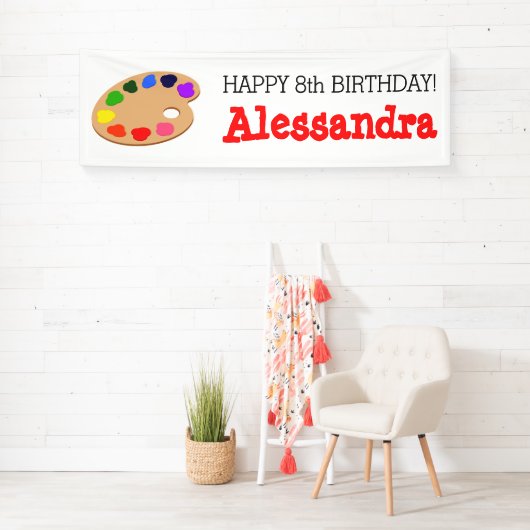 レインボー絵を描パレットアート誕生日パーティバナー 横断幕 (インサイチュ)