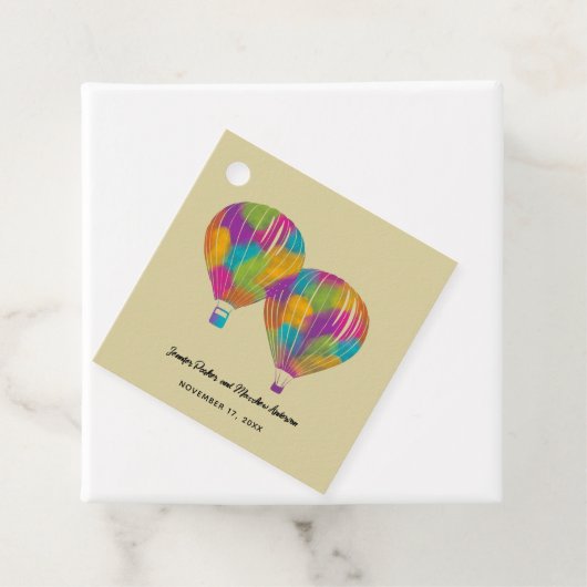 レインボー絵を描ホットエアバルーンのカスタムウェディング フェイバータグ (インサイチュ)