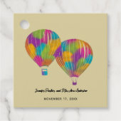 レインボー絵を描ホットエアバルーンのカスタムウェディング フェイバータグ (正面)