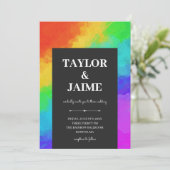 レインボー絵を描モダンゲイレズビ結婚アン 招待状 (スタンド正面)