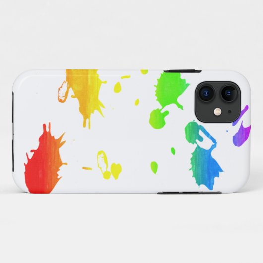 レインボー絵を描(ばちゃばちゃ)跳ねるケースメイトiPhoneケース Case-Mate iPhoneケース (裏面(横))