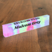 レインボー絵を描(ばちゃばちゃ)跳ねる効果 デスクネームプレート (側面)