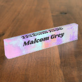 レインボー絵を描（ばちゃばちゃ）跳ねる効果 デスクネームプレート (側面)