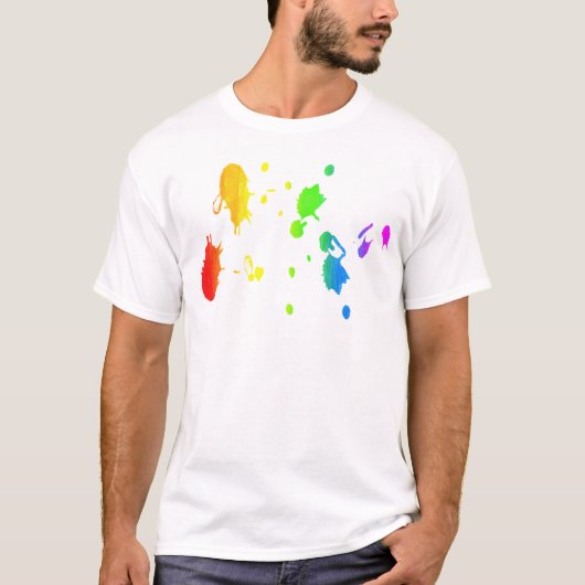 レインボー絵を描（ばちゃばちゃ）跳ねる Tシャツ (正面)