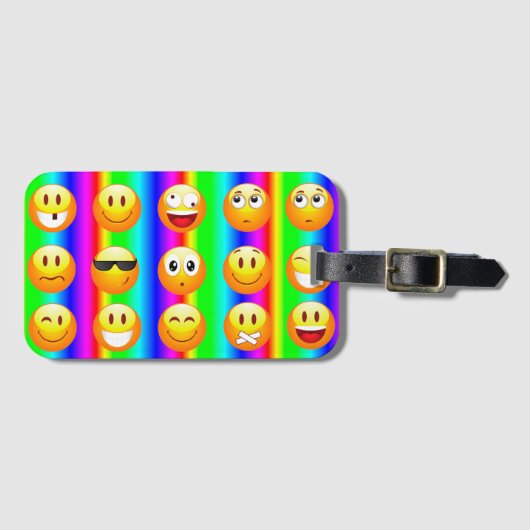 レインボー絵文字トラベル荷物バッグラベル ラゲッジタグ (正面横)