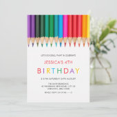 レインボー絵画ズ&アートパーティー子供の誕生日 招待状 (スタンド正面)