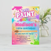 レインボー絵画トリーの誕生日パーティー招待 招待状 (スタンド正面)