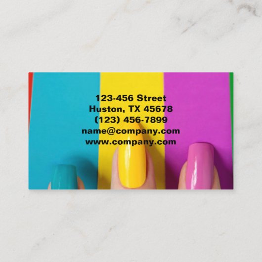 レインボー美しいメイクマニキュア爪、 ネイルネイルサロン 名刺 (裏面)