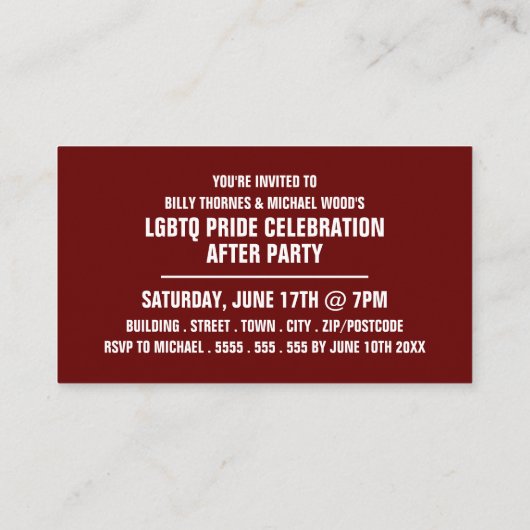 レインボー群衆LGBTQプライドお祝い招待状カード エンクロージャーカード (裏面)