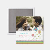 レインボー背の高い花デイトの磁結婚石を保存 マグネット (正面/裏面)