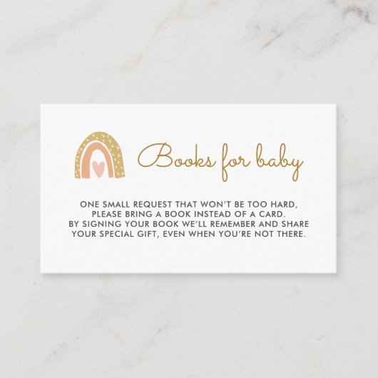 レインボー自然ベビーシャワーベビー用ブック エンクロージャーカード (正面)