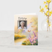 レインボー自然蝶の葬儀プログラム | フォト カード (黄色い花)