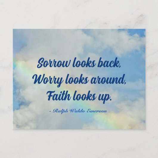 レインボー自然詩エマーソン信仰引用文 ポストカード (正面)
