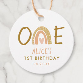 レインボー自然1thバースデーガールメッセージカード フェイバータグ