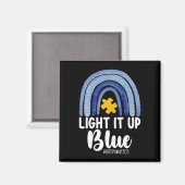 レインボー自閉症啓発ファミリーデザイン Light It Up Blue マグネット (正面/裏面)