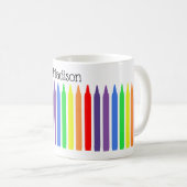 レインボー色のファンキーワックスクレヨン、あなたの名前 コーヒーマグカップ (正面右)