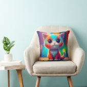 レインボー色の子猫の漫画 クッション (椅子)