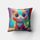 レインボー色の子猫の漫画 クッション (裏面)